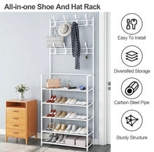 Load image into Gallery viewer, Compact Coat Rail Stand & 5 Tier Shoe Rack