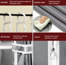 Load image into Gallery viewer, Canvas Covered Wardrobe Metal Frame Portable Storage