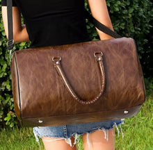 Load image into Gallery viewer, PU Leather Duffle Bag Travel Sports & Gym Luggage Hand Baggage