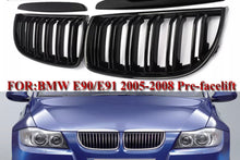 Load image into Gallery viewer, Gloss Black Kidney Grill Twin Bar For BMW 3 Series 2005-2008 Pre- Facelift e90 e91  • New Valu2u • Free Delivery
