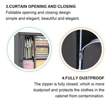 Load image into Gallery viewer, Large Canvas Fabric Wardrobe With Clothes Hanging Rail
