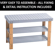 Load image into Gallery viewer, 3 Tier Shoe Rack Seating Bench Hallway Storage Organiser Holder Stand Bamboo