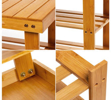 Load image into Gallery viewer, 3 Tier Shoe Rack Seating Bench Hallway Storage Organiser Holder Stand Bamboo