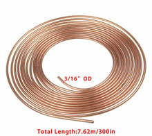 Load image into Gallery viewer, 25ft Copper Nickel Brake Pipe Hose Line Tube Roll 3/16'' Fittings Tubing Kit