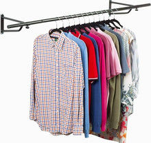 Load image into Gallery viewer, Black Wall Mounted Garment Clothes Rail Hanging Shop Display Powder Coated Rack