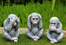 Load image into Gallery viewer, 3 Three Wise Monkeys Outdoor or Indoor 9.5β Garden Ornaments
