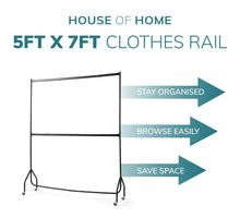 Load image into Gallery viewer, 2 Tier Clothes Rail Garment Hanging Rack 5ft or 6ft