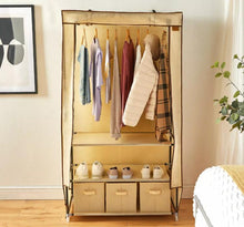 Load image into Gallery viewer, Fabric Canvas Wardrobe with Drawers & Hanging Rail Clothes Storage Cupboard 88x45x170cm | 3 Drawers Included