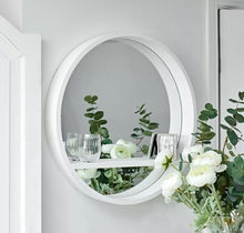 Load image into Gallery viewer, White Round Mirror with Shelf Wall Mounted Porthole