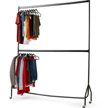 Load image into Gallery viewer, 2 Tier Clothes Rail Garment Hanging Rack 5ft or 6ft