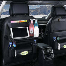 Load image into Gallery viewer, 2 x Leather PU Car Seat Back Organiser Storage Foldable Table Tray