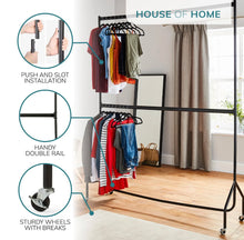 Load image into Gallery viewer, 2 Tier Clothes Rail Garment Hanging Rack 5ft or 6ft