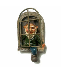 Load image into Gallery viewer, Elf Out The Window Tree Fence Garden Gnome Statue