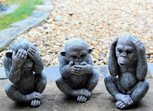 Load image into Gallery viewer, 3 Three Wise Monkeys Outdoor or Indoor 9.5β Garden Ornaments