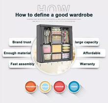 Load image into Gallery viewer, Large Canvas Fabric Wardrobe With Clothes Hanging Rail