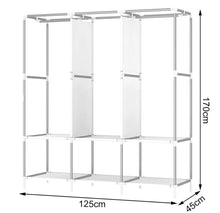 Load image into Gallery viewer, Canvas Covered Wardrobe Metal Frame Portable Storage