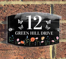 Load image into Gallery viewer, Personalised Floral Anthracite House Sign Plaque