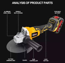 Load image into Gallery viewer, 21V 125mm Brushless Cordless Angle Grinder Cutter 2 Batteries &amp; 5 Discs
