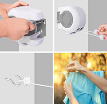 Load image into Gallery viewer, 30m Retractable Clothes Reel Double Washing Line Wall Mounted Outdoor