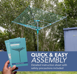 45Metre 4 Arm Rotary Washing Line Clothes Dryer & Ground Spike