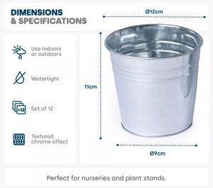 12 x Metal Herb Plant Flower Pots