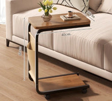 Load image into Gallery viewer, C Shaped Side End Coffee Table with Wheels