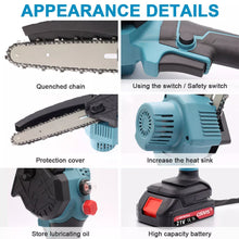 Load image into Gallery viewer, 8 inch Cordless Mini Chainsaw 8” with 2 Batteries