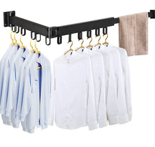 Load image into Gallery viewer, Industrial Pipe Clothing Rack Wall Mounted Retractable Rail