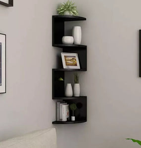 5 Tier Floating Wall Corner Shelves Black or White