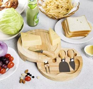 Cheese Board Full Set Serving Platter Tray with 4 Cutters