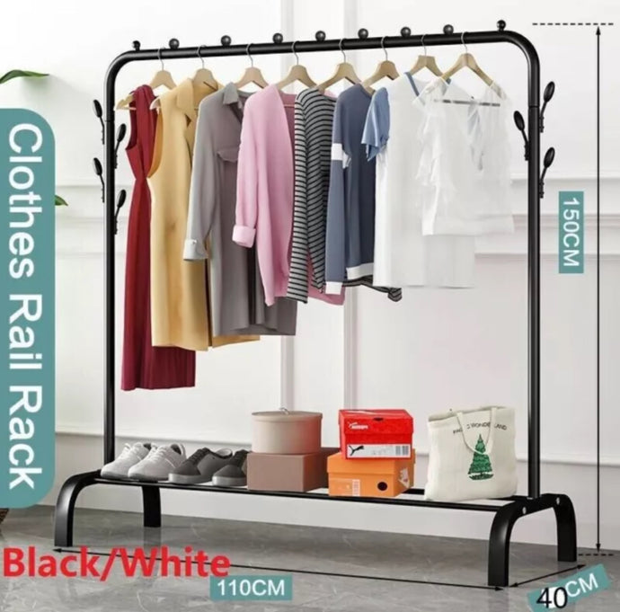 Metal Clothes Rail Rack with Shoe Shelf