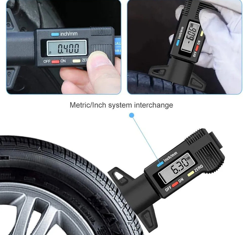 Digital Tyre Tread Depth Measuring Gauge Tool - Car Van Motorbike etc