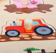 Load image into Gallery viewer, Wooden Farm Animals Peg Puzzles Board Jigsaw Educational Toy
