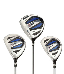 NEW Ram Golf EZ3 Mens 3 x Steel Woods Set 10.5° Driver, 3 & 5 Wood Headcovers Included