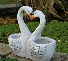 Load image into Gallery viewer, Garden Ornament Twin Swan Planter Dried Flowers Plant for Outdoor or Indoor