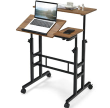 Load image into Gallery viewer, Mobile Standing / Sitting Desk Portable Height Adjustable Workstation