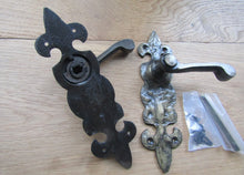 Load image into Gallery viewer, Cast Iron ANTIQUE BRASS Lever Mortice LATCH Door Handles Rustic Vintage Retro Style