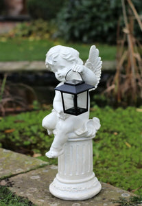 Garden Solar Powered Ornament Fairy Angel  Statue & Lantern