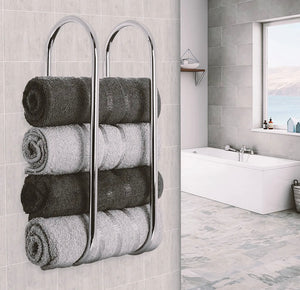 Wall Mounted Chrome Towel Holder Bathroom Storage Rack