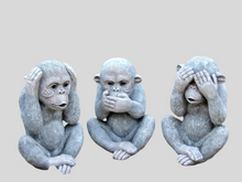 Load image into Gallery viewer, 3 Wise Monkeys for Outdoor or Indoor 9.5” High Garden Ornaments