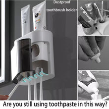 Load image into Gallery viewer, Automatic Toothpaste Dispenser Covered Toothbrush Holder