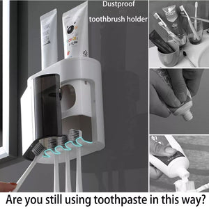 Automatic Toothpaste Dispenser Covered Toothbrush Holder