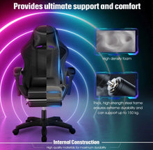 Load image into Gallery viewer, Reclining Gaming Chair with Footrest &amp; Bluetooth Speakers &amp; RGB LED Light
