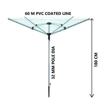 Load image into Gallery viewer, 60 Metre Rotary Airer 4 Arm Clothes Garden Washing Line