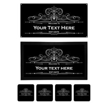 Load image into Gallery viewer, Personalised Home Bar Kit • Runner, Metal Sign, 4 Drinks Coasters Set