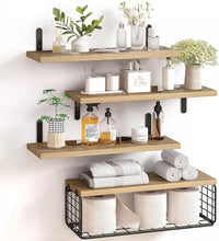 Load image into Gallery viewer, 4+1 Tier Wooden Floating Shelves