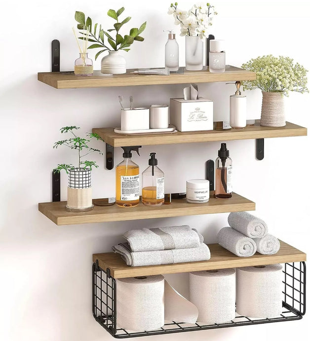 4+1 Tier Wooden Floating Shelves