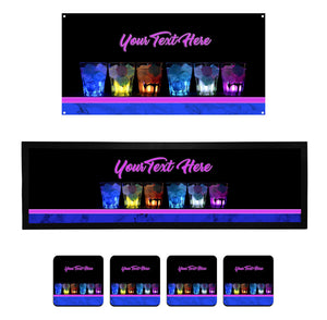 Personalised Home Bar Kit • Runner, Metal Sign, 4 Drinks Coasters Set