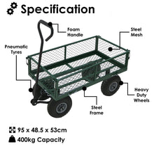Load image into Gallery viewer, Heavy Duty Metal Green Garden Cart Utility Trolley