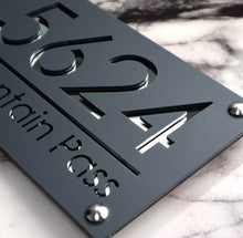 Load image into Gallery viewer, Modern Laser Cut  Personalised Address Plaque House Number Sign